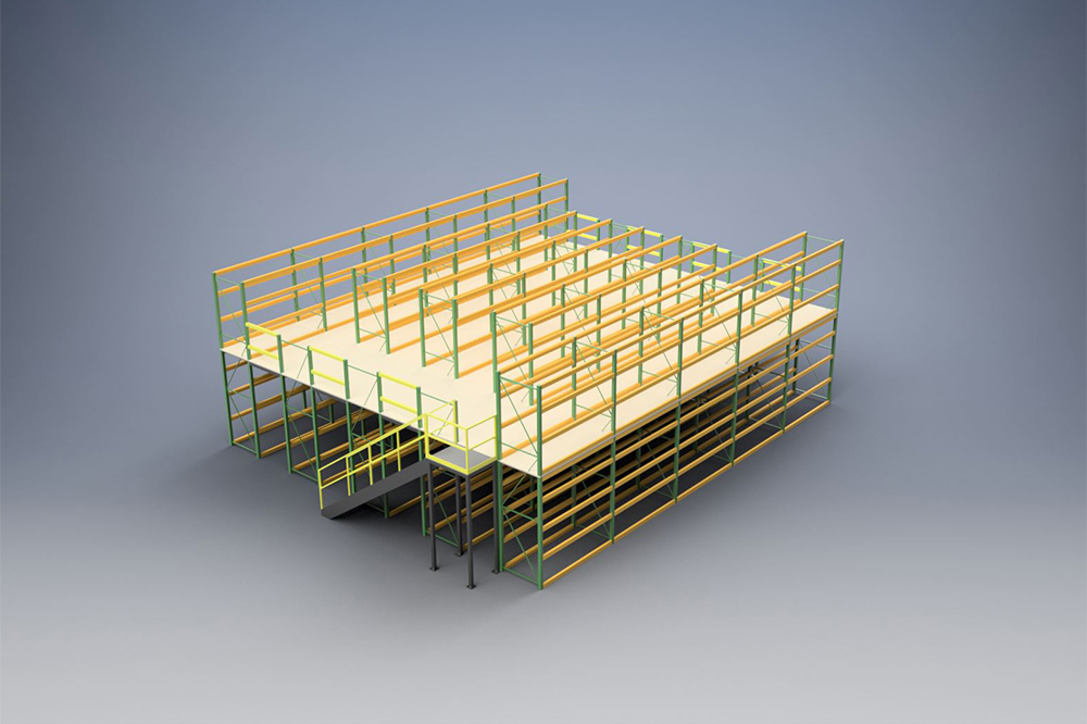 Rack Supported Mezzanine - CAD Rendering